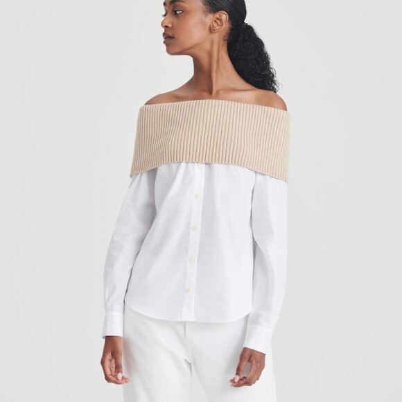 NAADAM ! Mixed Media Off The Shoulder Top  ( XS) - Picture 12 of 12